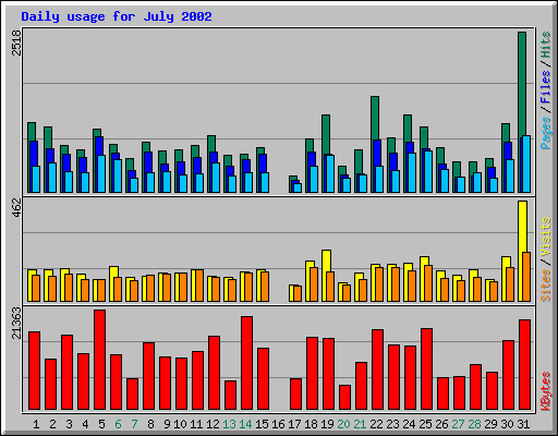 Daily usage for July 2002