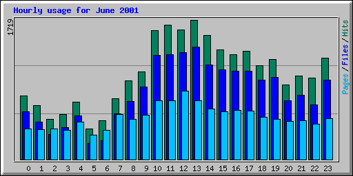 Hourly usage for June 2001
